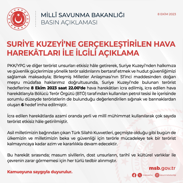 suriye nin kuzeyine askeri operasyon cok sayida terorist etkisiz hale getirildi